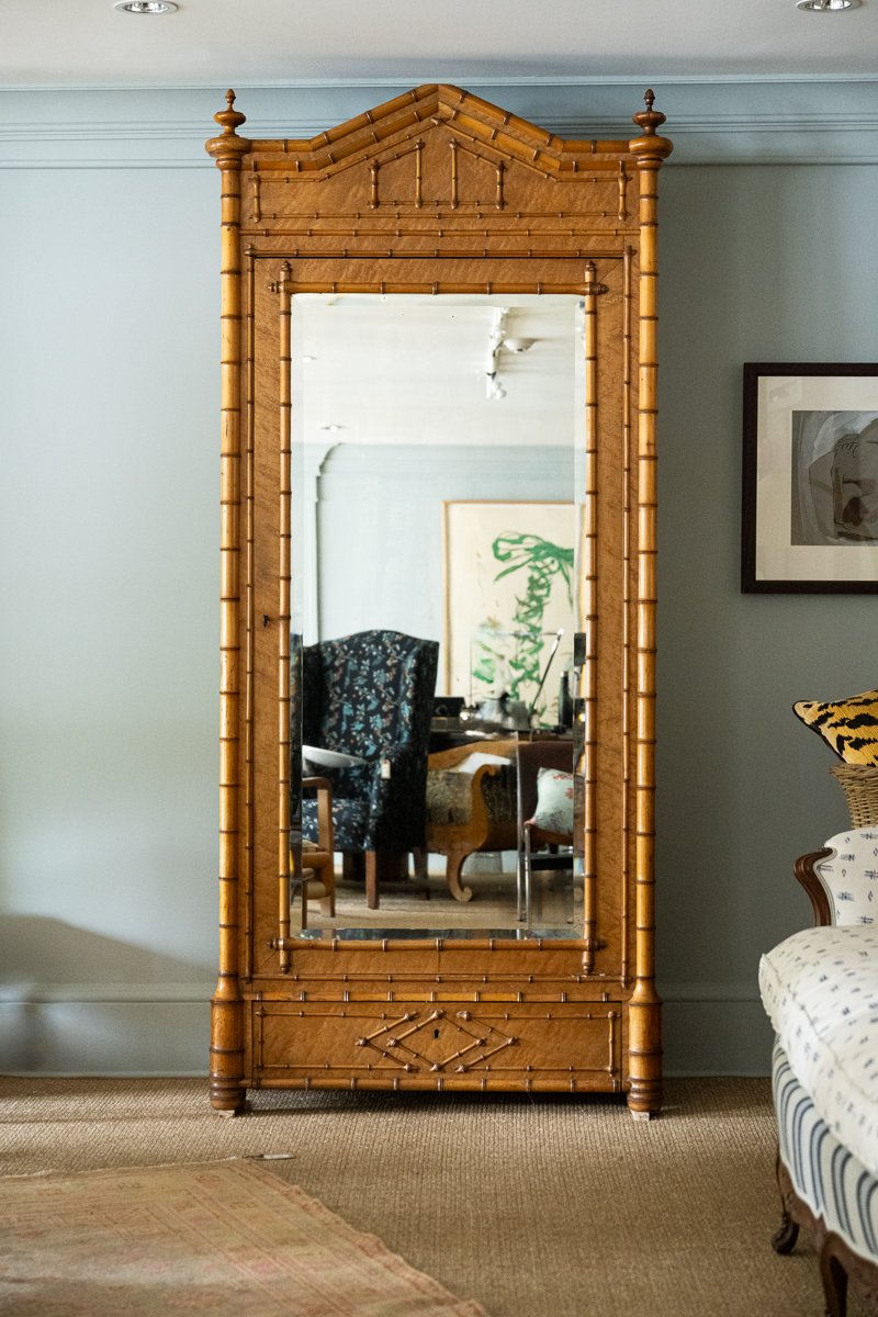 French Faux Bamboo Armoire 