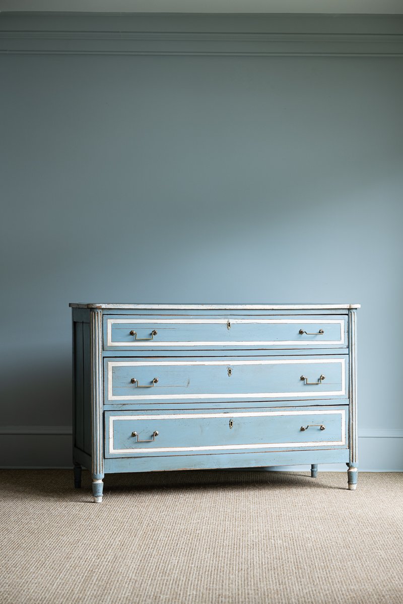 Blue and White Painted Chest 