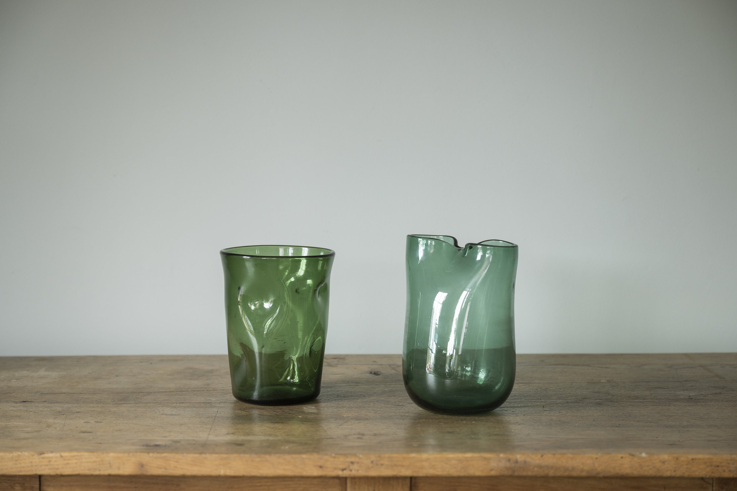 Italian Green Glass Vases 