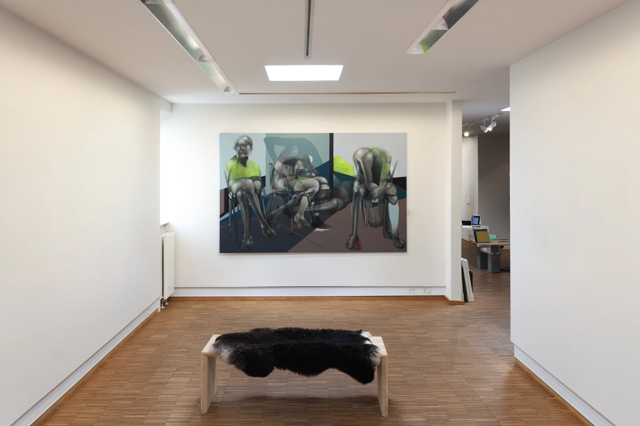 Installation view of paintings by John Reuss at Galleri NB, Denmark