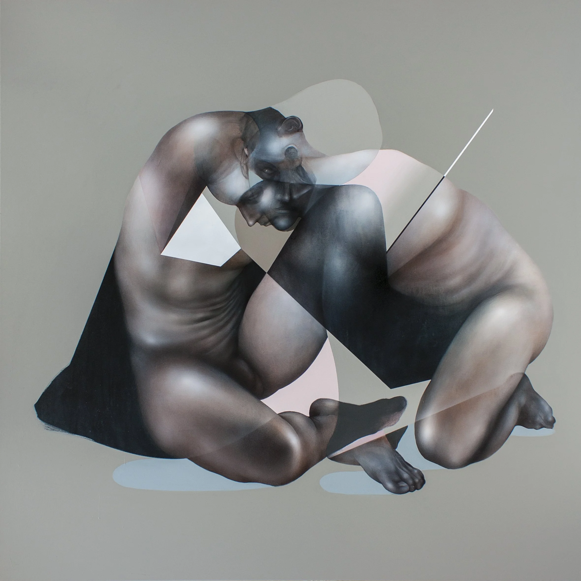 INTERSECTION. Acrylics and charcoal on canvas. 160x160cm. 2018.