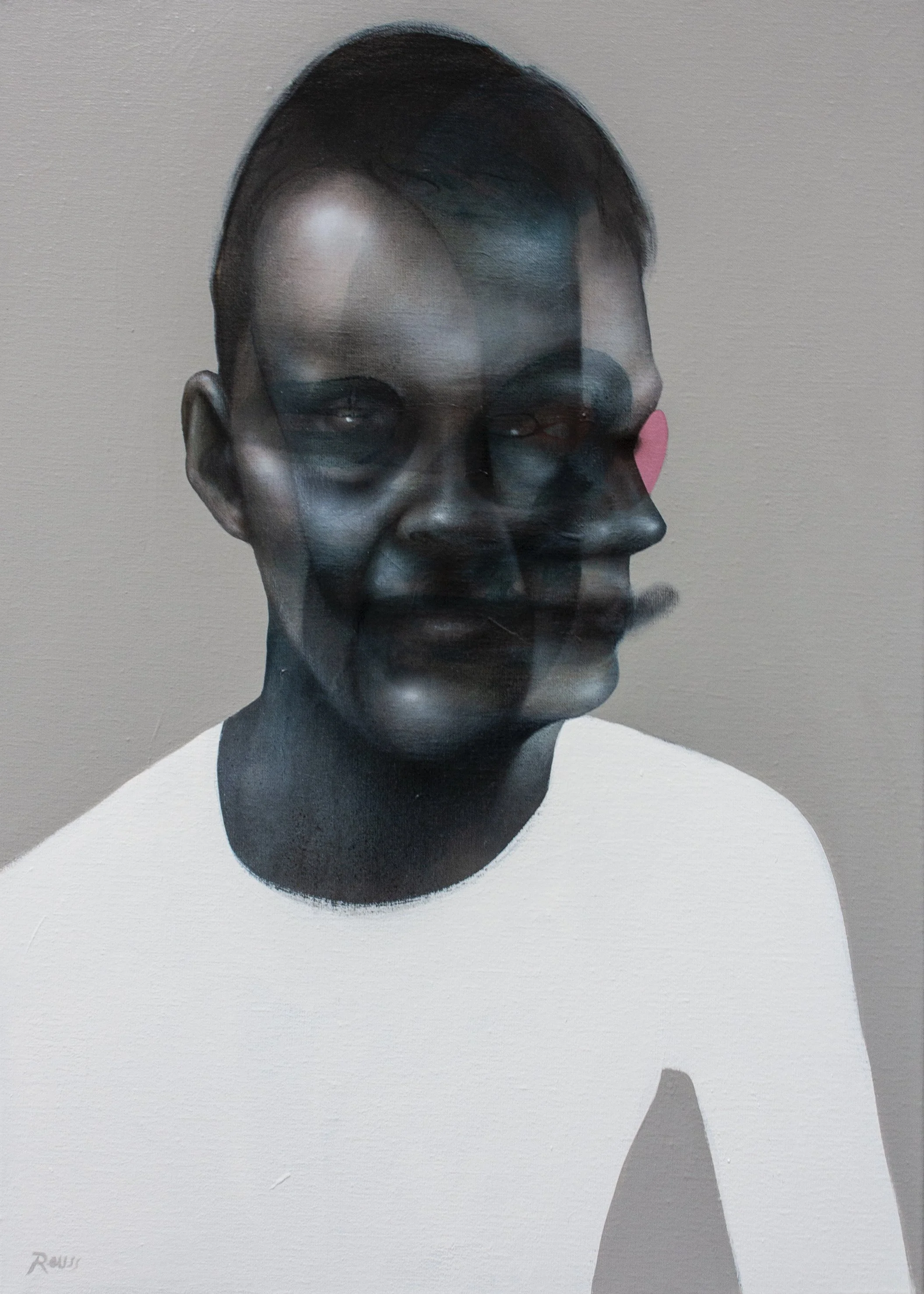SHADOW SMILE. Acrylics and charcoal on canvas. 70x50cm. 2019.