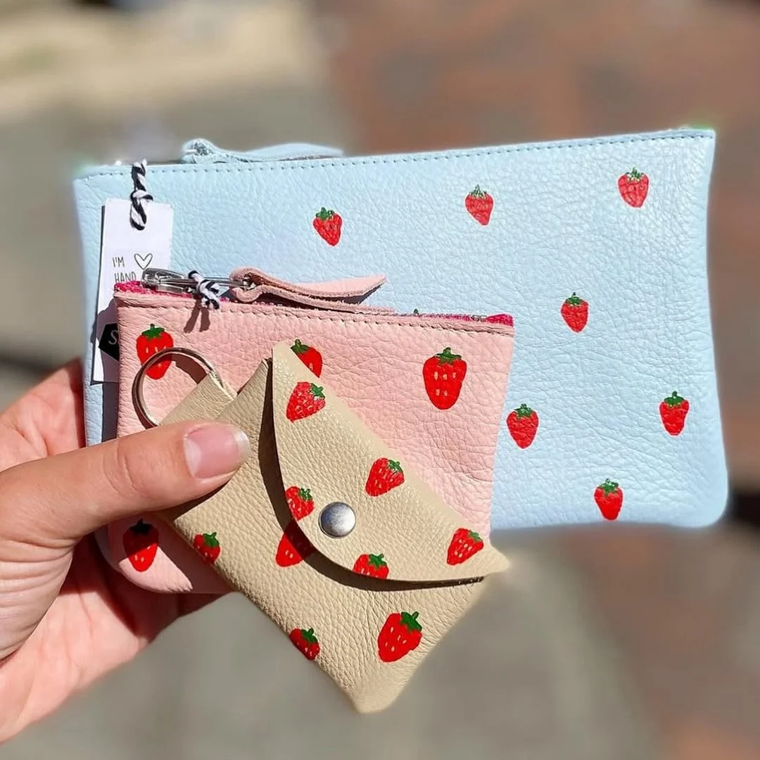 We&rsquo;ve got some really adorable things coming to our Christmas market at Battersea Power Station on Saturday 15th November!

NEW! 🍓 @suede_and_co 🍓 Maker Dee hand paints leather hydes with fun and whimsical designs. From pink prawns, dainty ch
