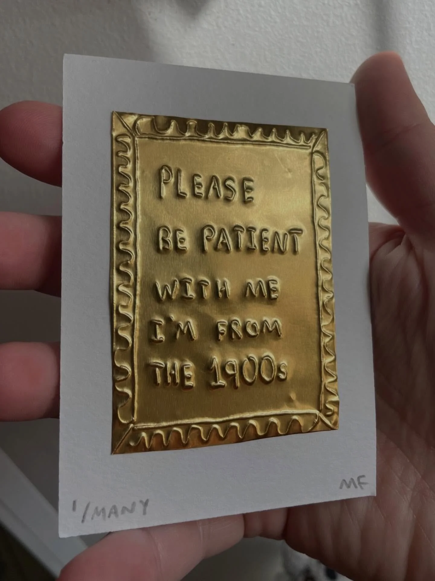 Meg @printcessmeg is a Cornish-based artist creating hand-embossed tin pieces, collages and scrappy word-based artworks that celebrate memory, everyday language and tactile nostalgia. Each piece is embossed, cut and finished entirely by Meg&rsquo;s h