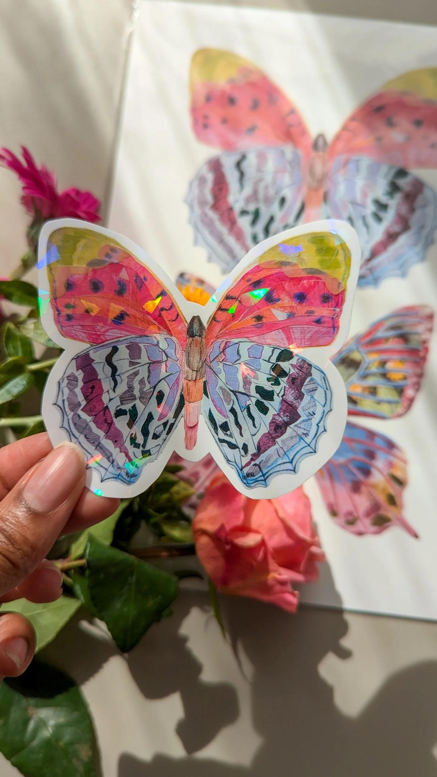 Vinyl Holographic Butterfly Collage Sticker.jpg