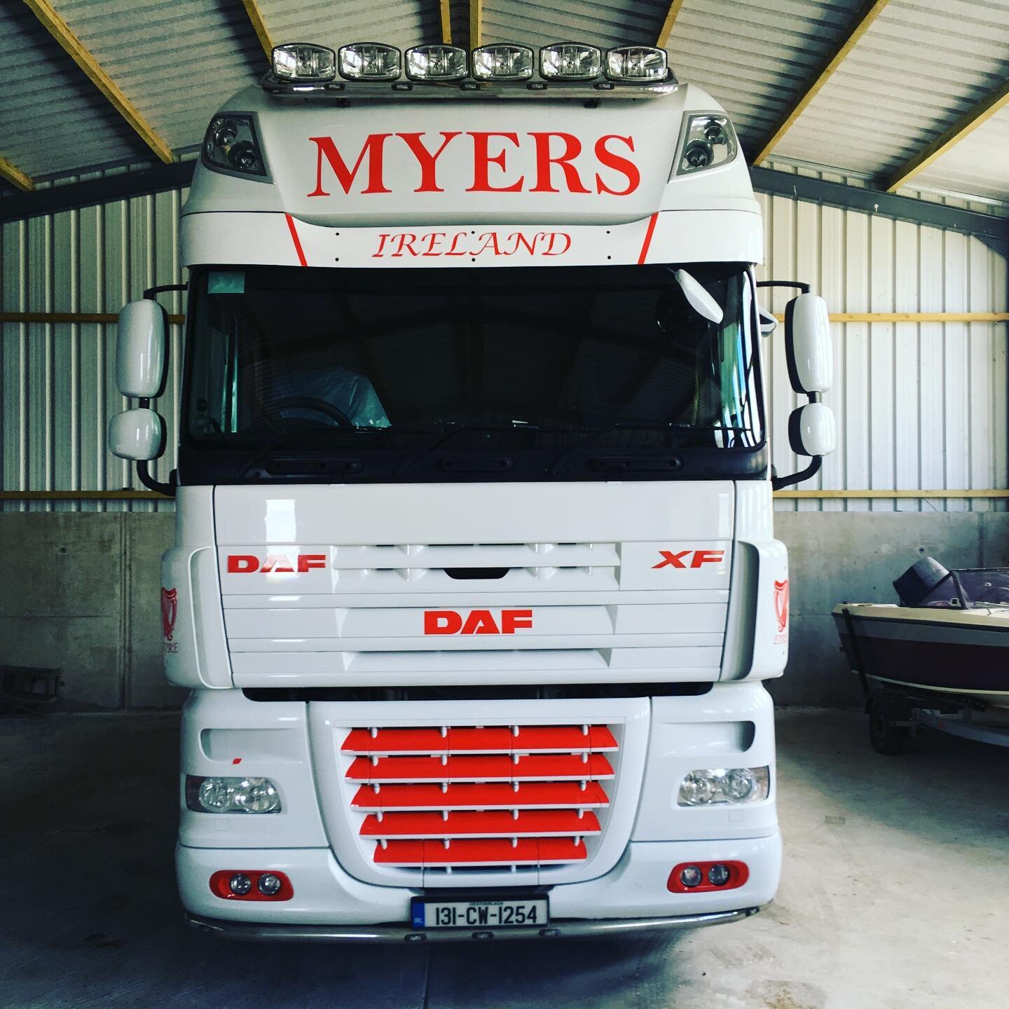A lovely neat job on Myers&rsquo; new truck with just single colour graphics and a cool looking wrap on the grill! #trucks #graphics #vehiclewraps