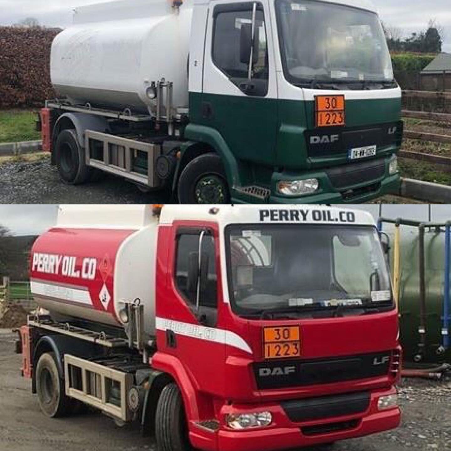 Before and after of Perry Oils recently wrapped oil tanker.
Our qualified vehicle wrapper does a top job changing the look of this tanker!
#vehiclewraps #graphics #trucks #machinery