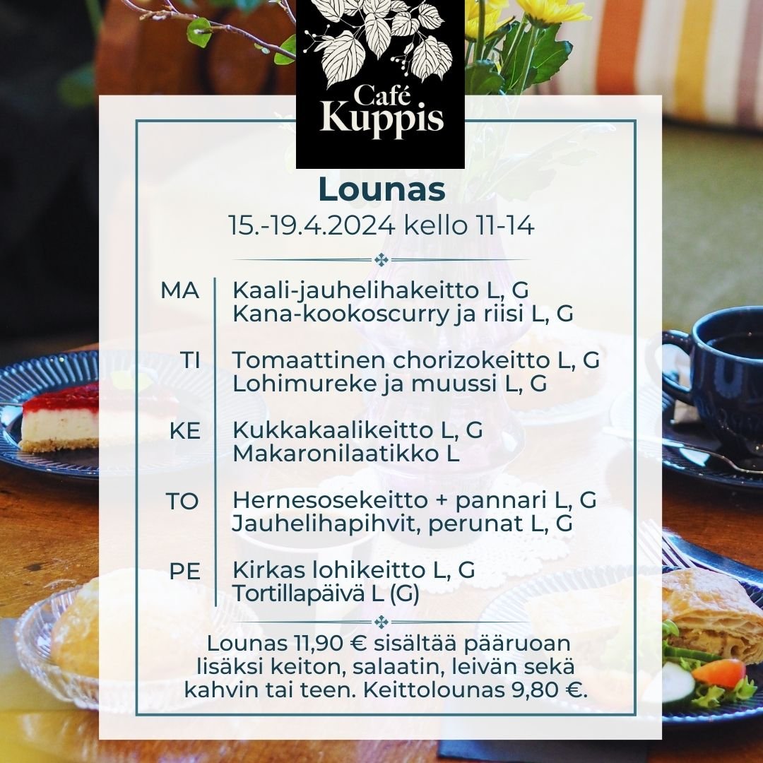 Kev&auml;t tulee keikkuen, mutta tervetuloa lounaalle! Ja vaikka aamukahville, ovemme avautuu kello 8.30. ☕👌

Ota (ty&ouml;)kaveri mukaan ja tarjoa h&auml;nelle pala kakkua . Meill&auml; on my&ouml;s tilaa tehd&auml; et&auml;t&ouml;it&auml;, tavata 