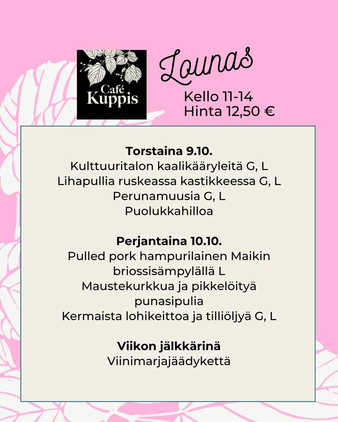 ✨ Nyt kannattaa varata torstait ja perjantait Kuppiksen lounaalle, sillä se sisältää vain asiakkaidemme toivelounaita uudistuneena, ja muita kaikkien rakastamia annoksia. Lisäsimme toisen pääruoan, huolella mietitty