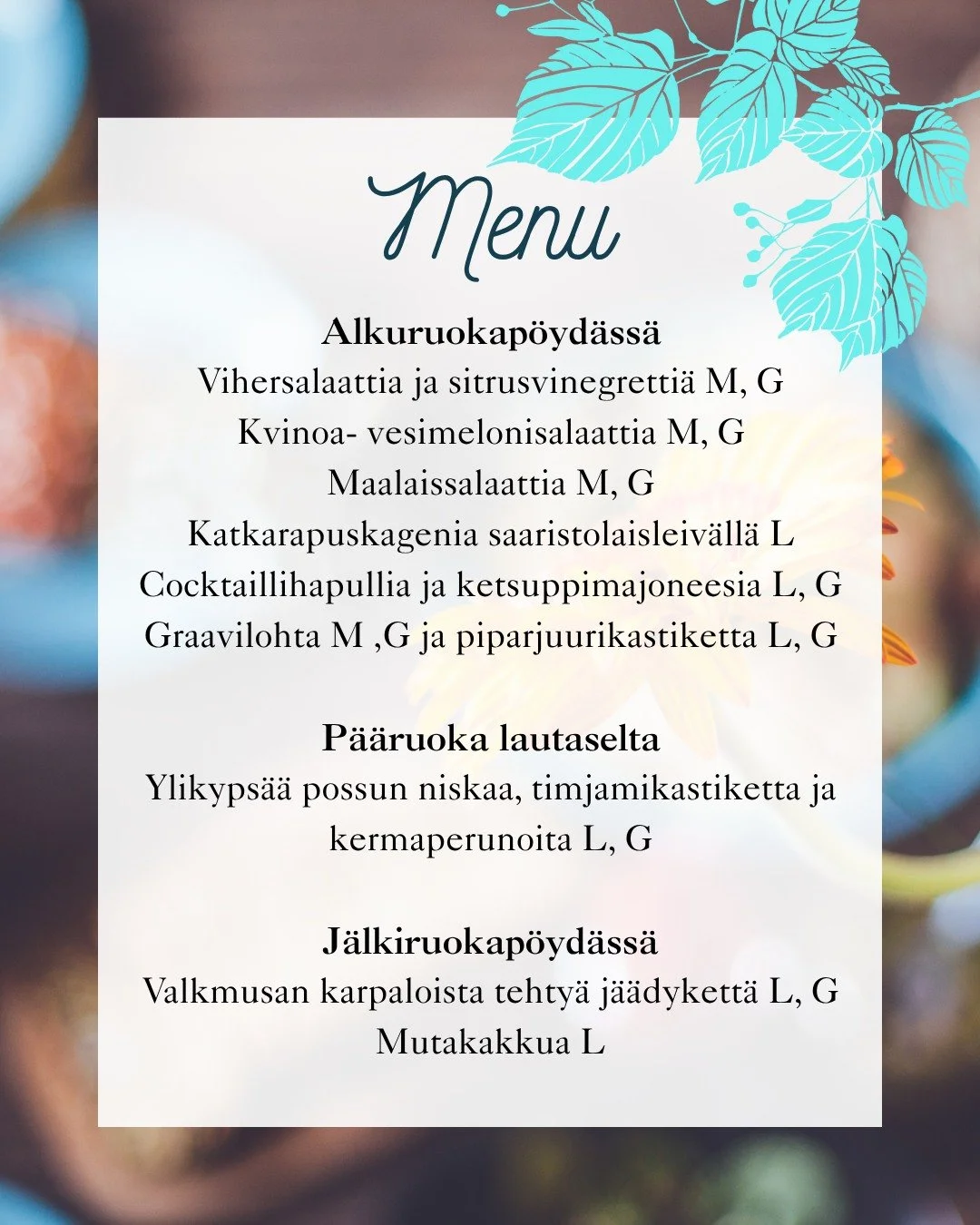 🥂Isänpäivänä 9.11. jokainen isä halutaan valaa herkullisuuteen. Tässä siis laadukas ja runsas menumme, joka sisältää kaikkien rakastamia makuja ja kauden satoa.
🥂Hinta
39 €/aikuinen, lasilla k