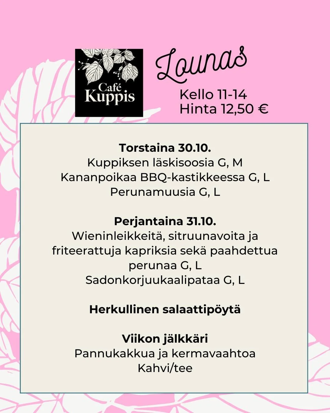 ✨Hits only! Eniten toivottuja lounaitamme uudistettuna entist&auml;kin herkummaksi.  Taattua laatua, ja omassa keitti&ouml;ss&auml; tehty&auml; &ndash; se astetta parempi lounas. Kahtena p&auml;iv&auml;n&auml; viikossa tarjoamme kaksi herkullista ja 