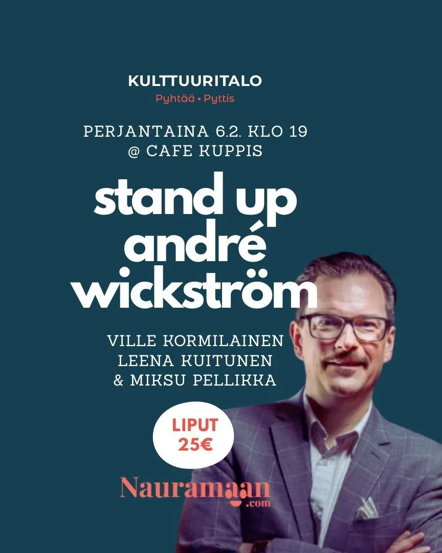 Pyht&auml;&auml;lle saapuu helmikuussa todellinen stand up -komedian legenda, 30 vuoden kokemuksella ihmisi&auml; ymp&auml;ri Suomea naurattanut ANDR&Eacute; WICKSTR&Ouml;M. Iltaa t&auml;ydent&auml;v&auml;t my&ouml;s uudet tulokkaat Ville Kormilainen