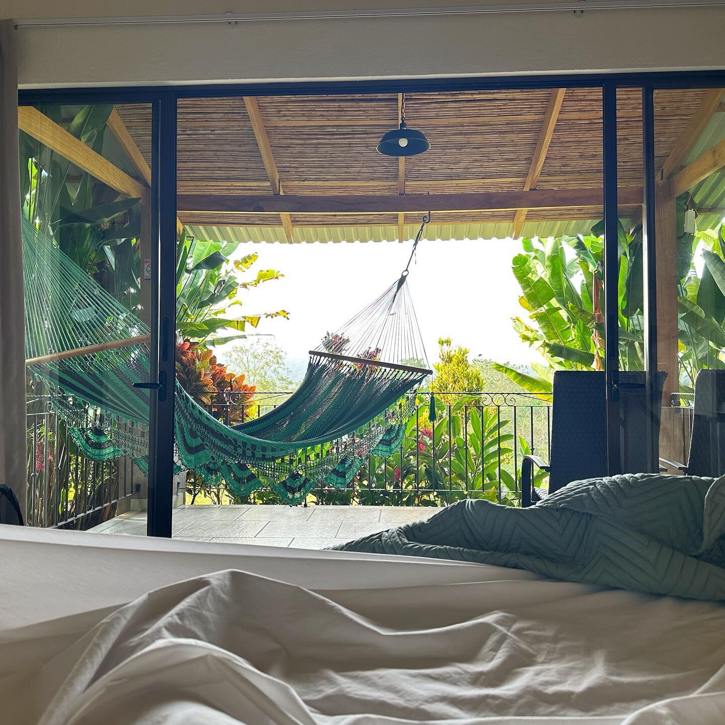 Window view and hotsprings inside the rainforest are amazing. Also, a car on the roof of a building. #windowview #hotsprings #costarica #rainforest