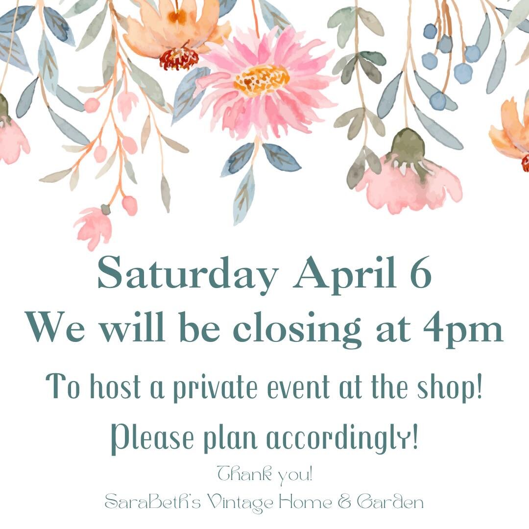 Hi Friends! I am going to be closing early at 4pm this Saturday April 6th to host a private event at the shop. If you plan on stopping by on Saturday, please plan accordingly! If you plan on coming to make a terrarium, the terrarium bar will be closi