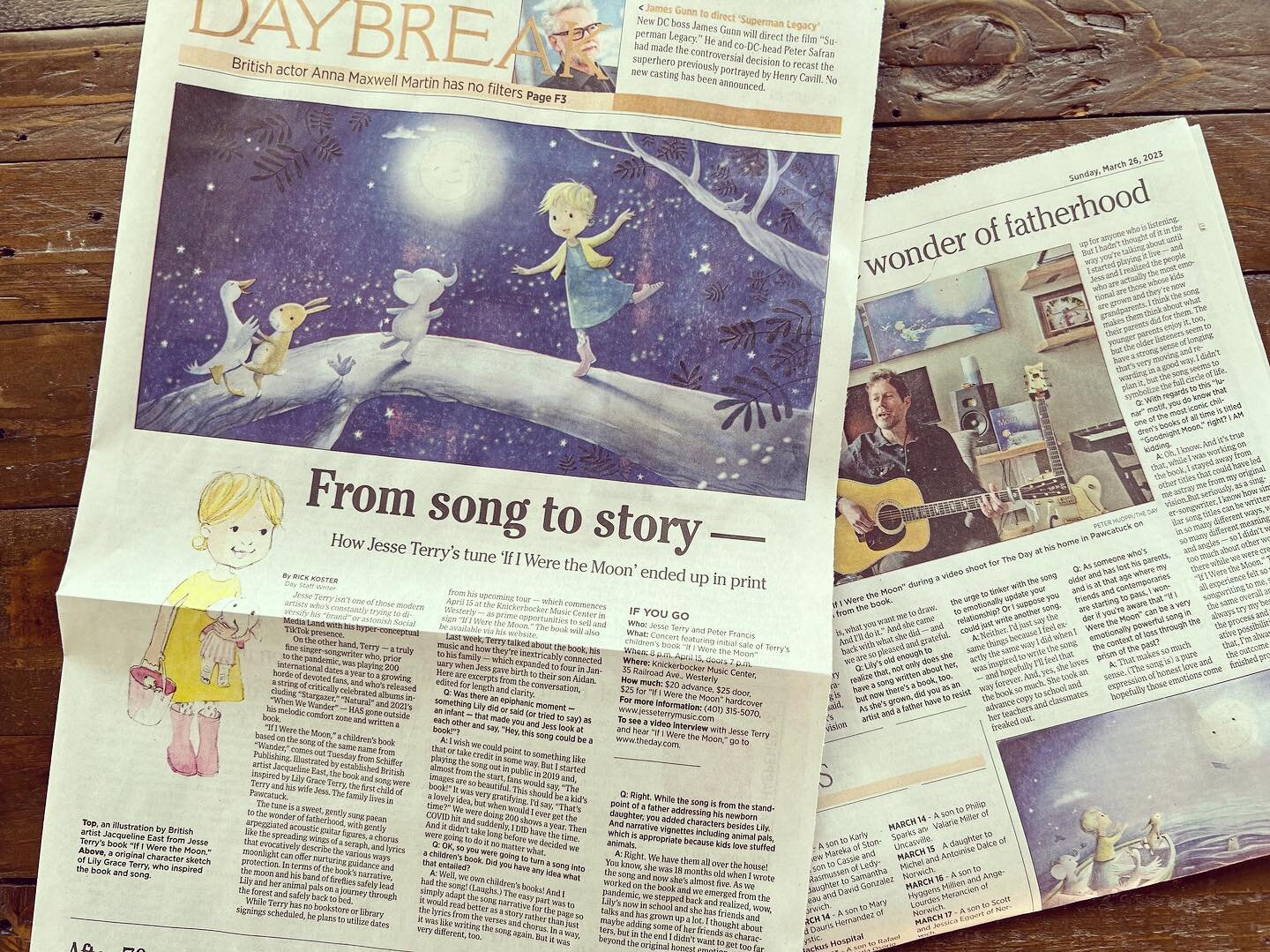 So grateful &amp; honored to be featured in the Sunday Edition of @thedayct 🌞 ✨ Rick Koster did such an amazing interview &amp; always puts such love &amp; passion into his work. Thanks for spreading the word about &quot;If I Were the Moon&quot; &am