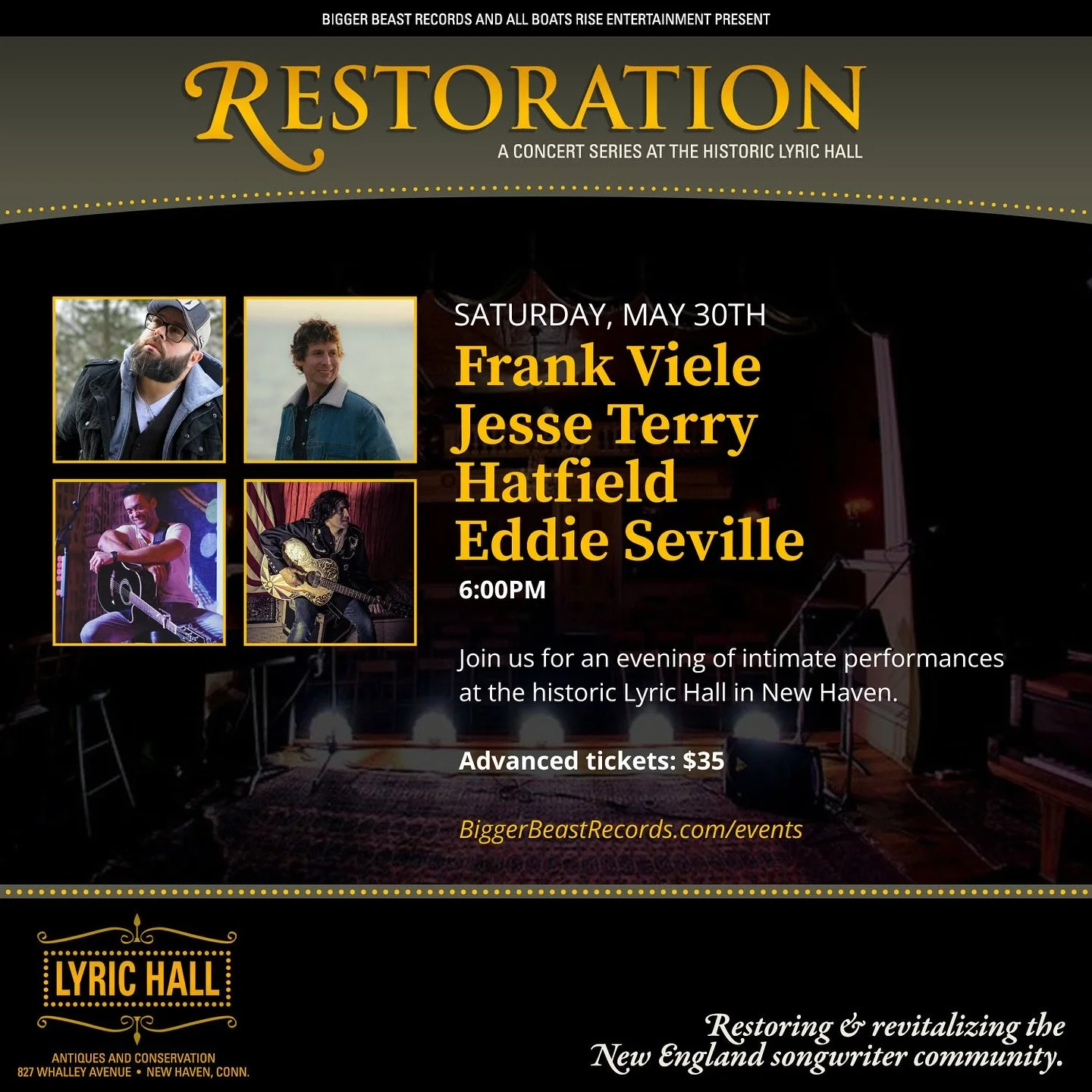Next show on the calendar is a big one, playing @lyrichalltheater on May 30th in New Haven, CT w/ @frankviele @yohatfield &amp; @thesteelrodeo ⭐️ my last show is here sold out so don&rsquo;t delay! Tickets on website (in bio) ❤️