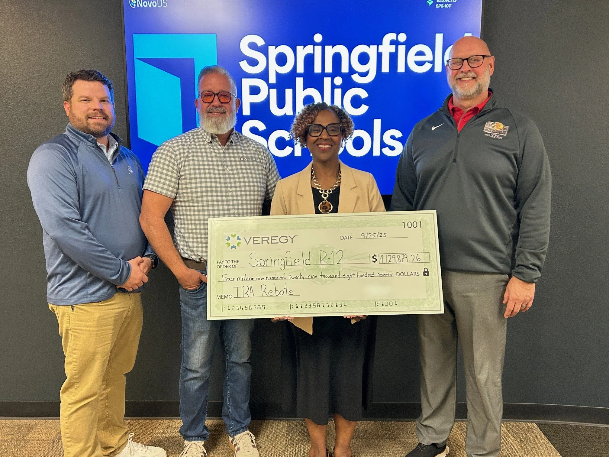 Springfield Public Schools in Missouri receives a $4,129,879 check!