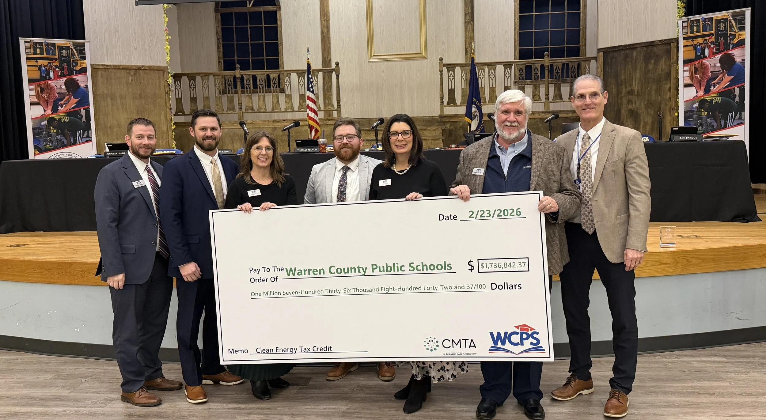 Warren County Public Schools Receives a $1,736,842 Check! 