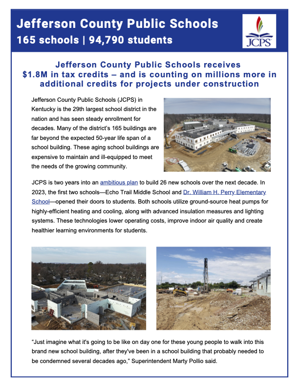Jefferson County Public Schools in Kentucky receives a 1,824,613 check