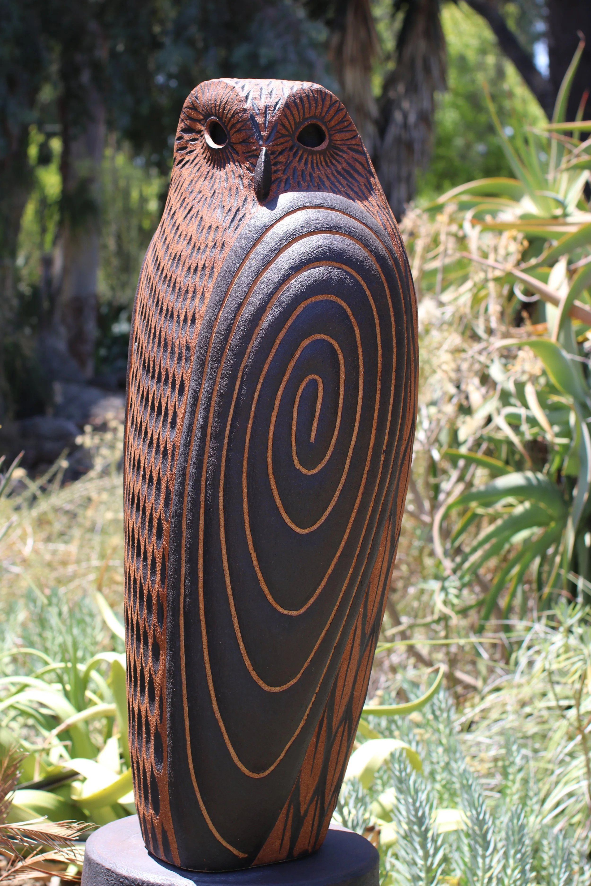 Extra Large Wisdom Owl with Pedestal - Clayton Thiel - Ruth Bancroft Garden