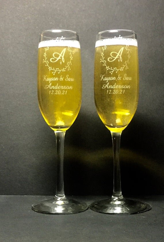 Personalized Champagne Toasting Flutes, set of 2