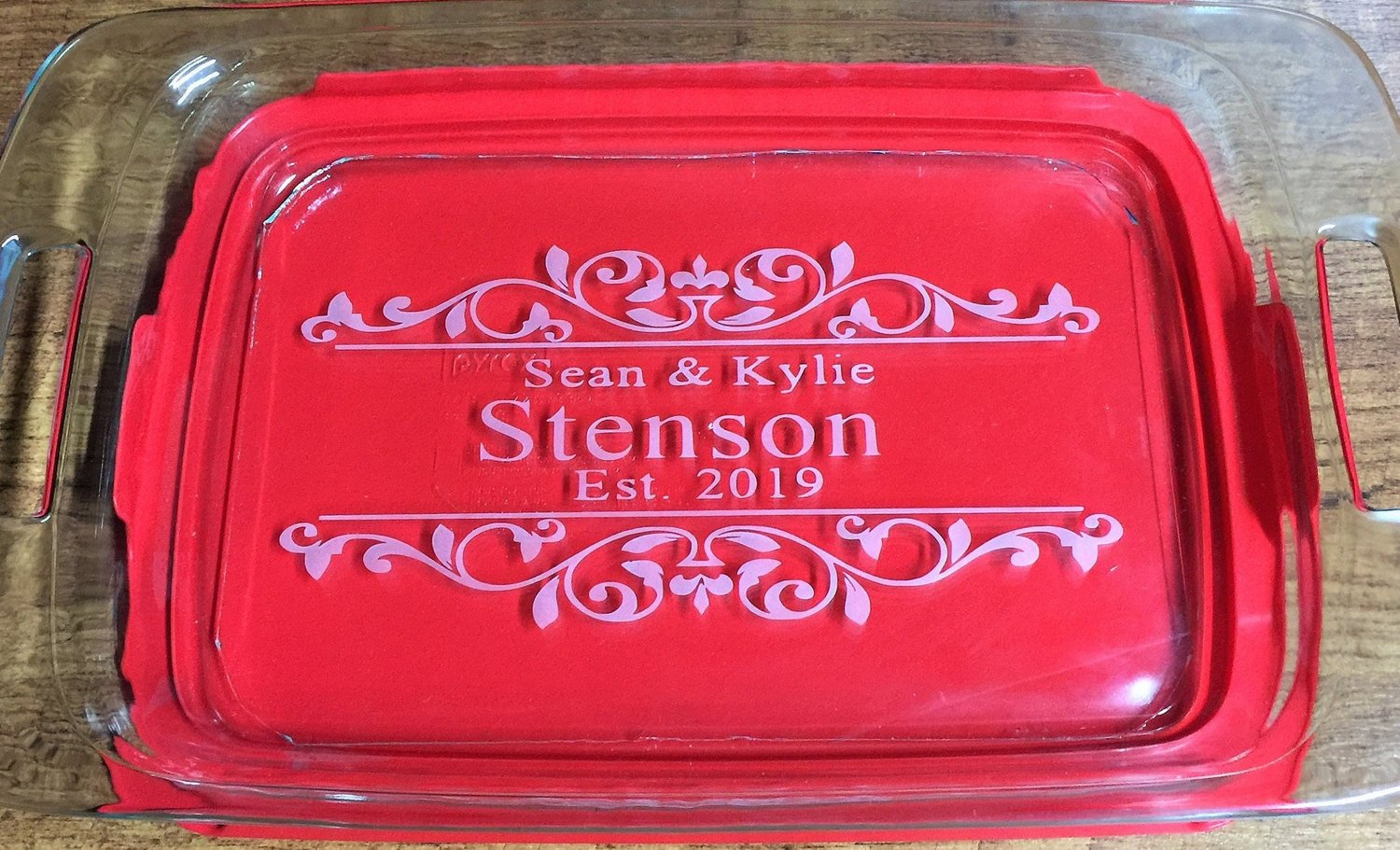 Personalized Casserole Dish Pyrex Baking Dish Engraved Name Present  Mother's Day Wedding Gift Bridal Shower Glass Couplechristmas 