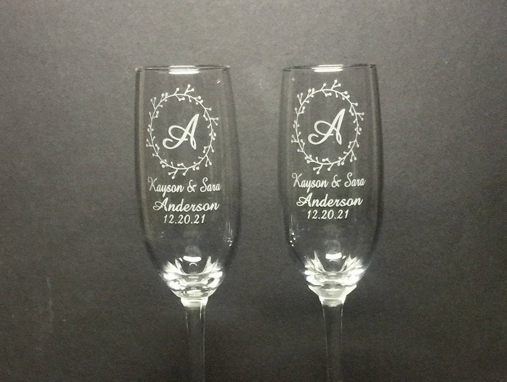 Set of 2, Wifey Hubby Wedding Champagne Flutes, Personalized Champagne Flute  Wedding Favors, Custom Bride Groom Champagne Glasses, Mr Mrs $36.50