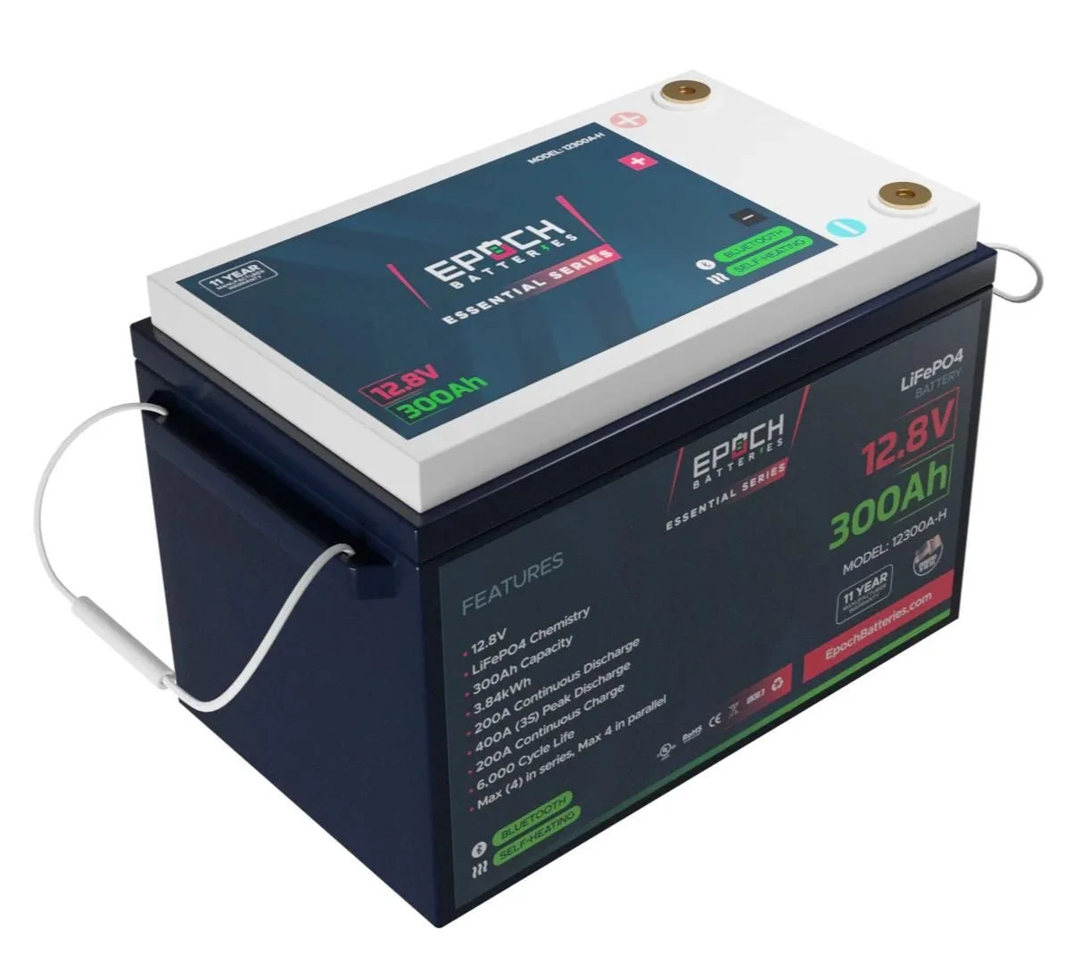 Epoch 12V 300Ah | Heated & Bluetooth | LiFePO4 Battery - Essentials Series