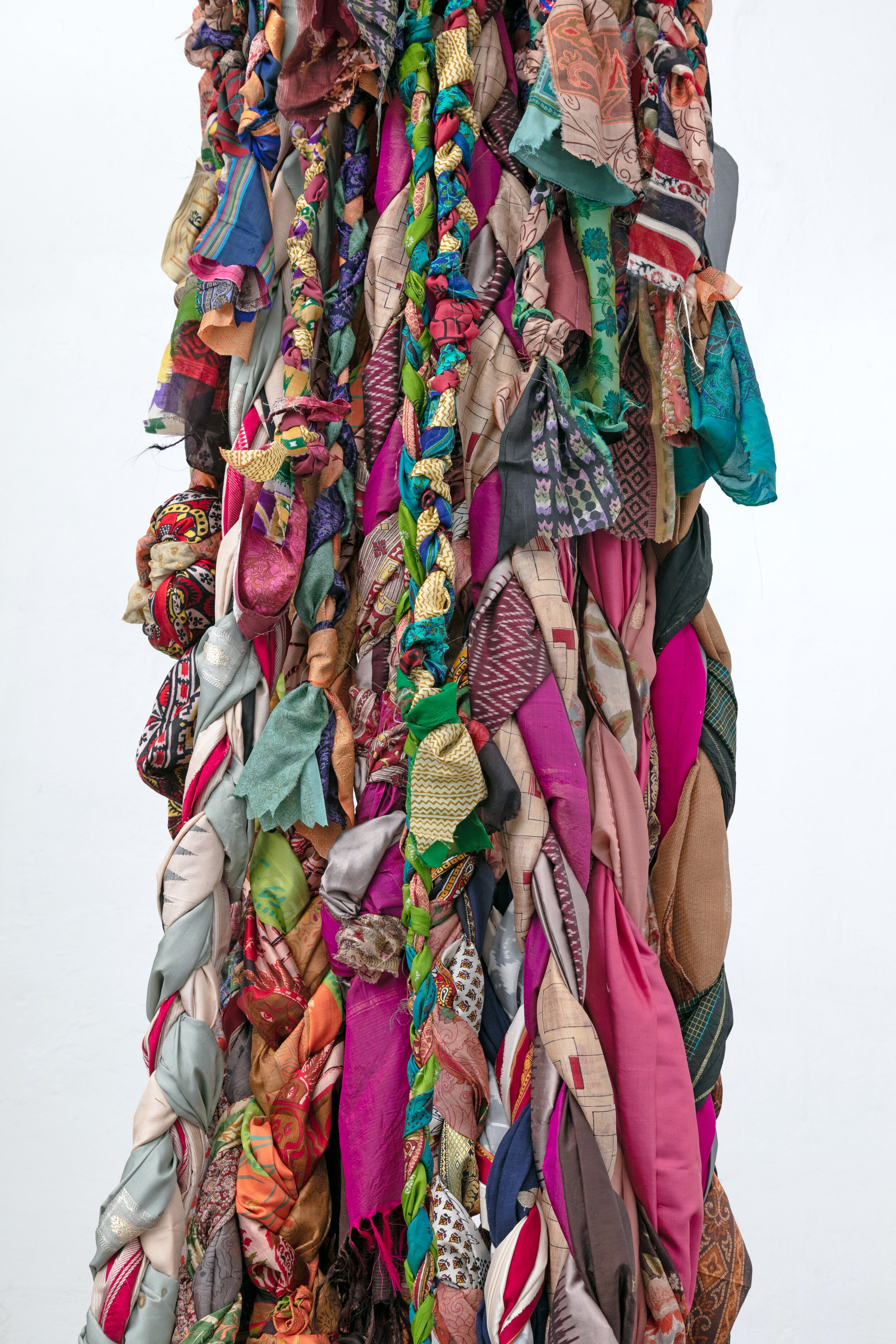 detail, "axis mundi," 2020, vintage saris, dimensions variable