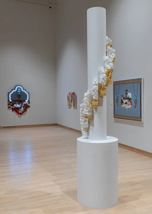 A yakshi trance, 2022, gold leaf and 3-d printed vintage yakshi sculpture replicas