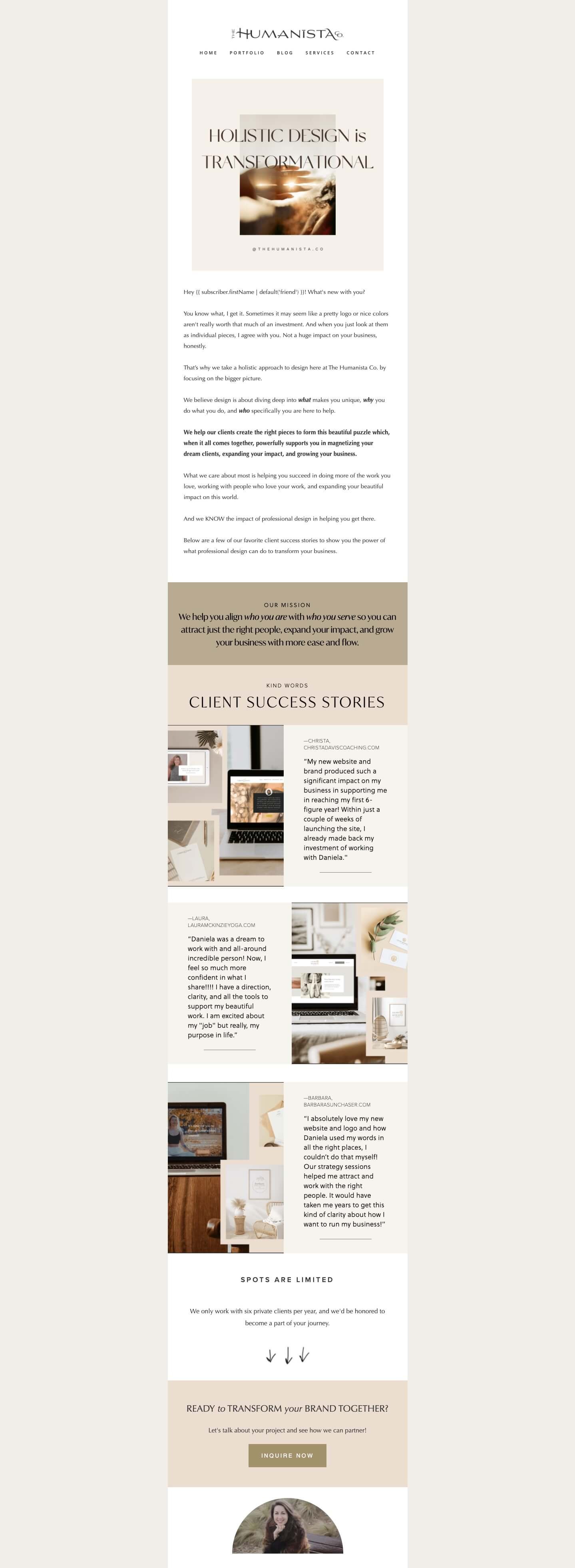 A stunning Flodesk boho chic email design example