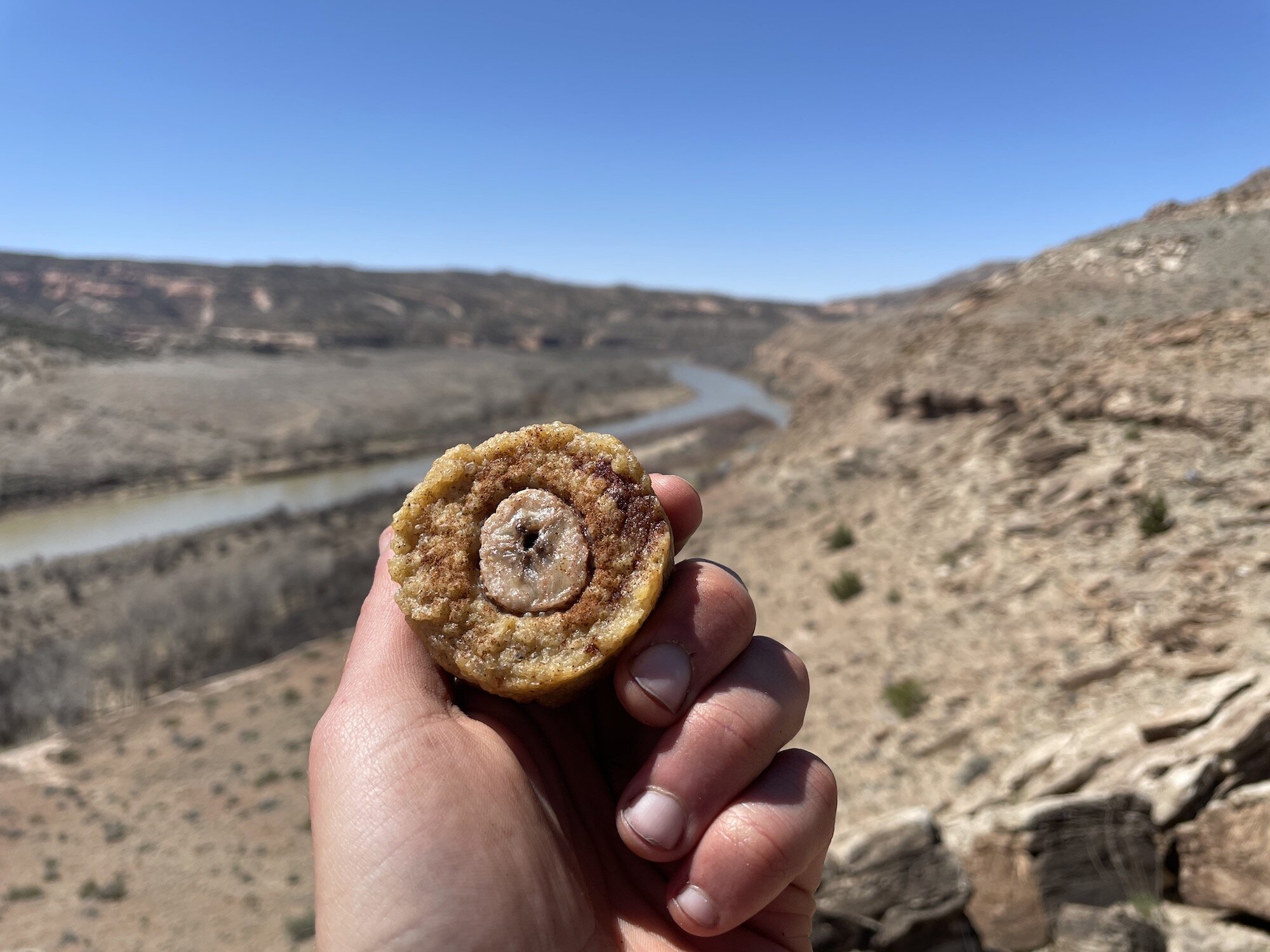 Banana Rice Muffin with Colorado River in background