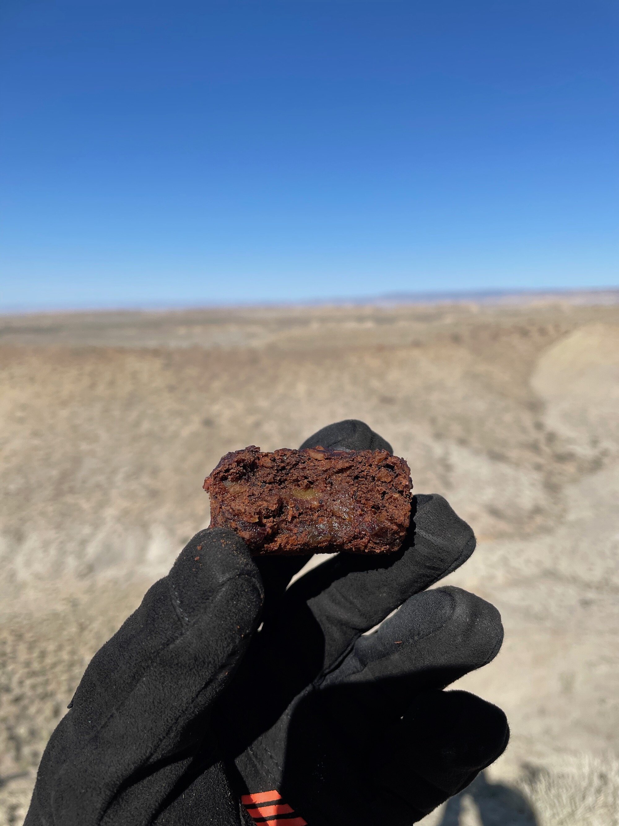 Enjoying this espresso cake on the desert trails of Fruita, CO.  Find more recipes and food stops  from my adventure