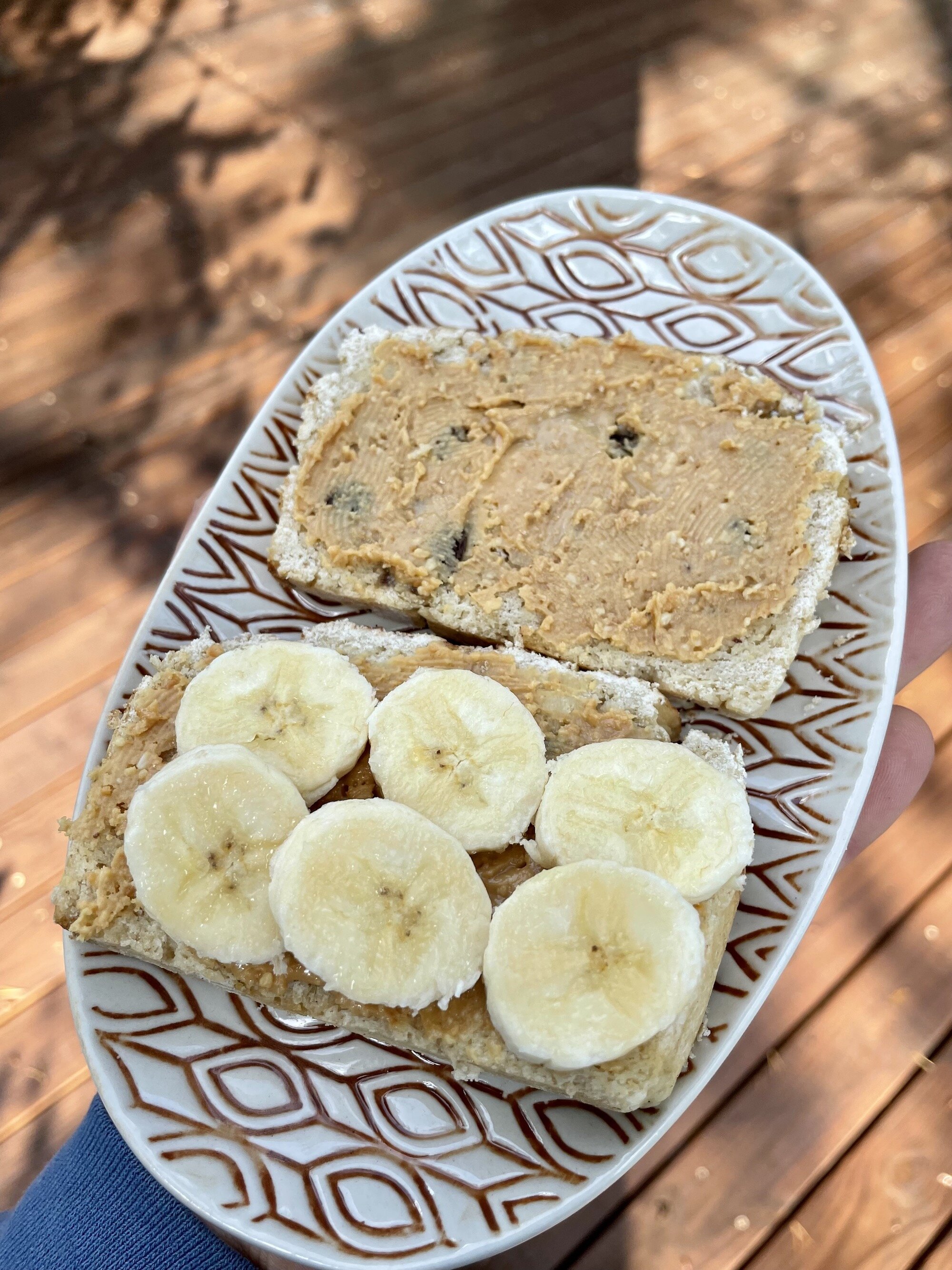 Grilled Cinnamon Raisin Sourdough Sandwich with Peanut Butter and