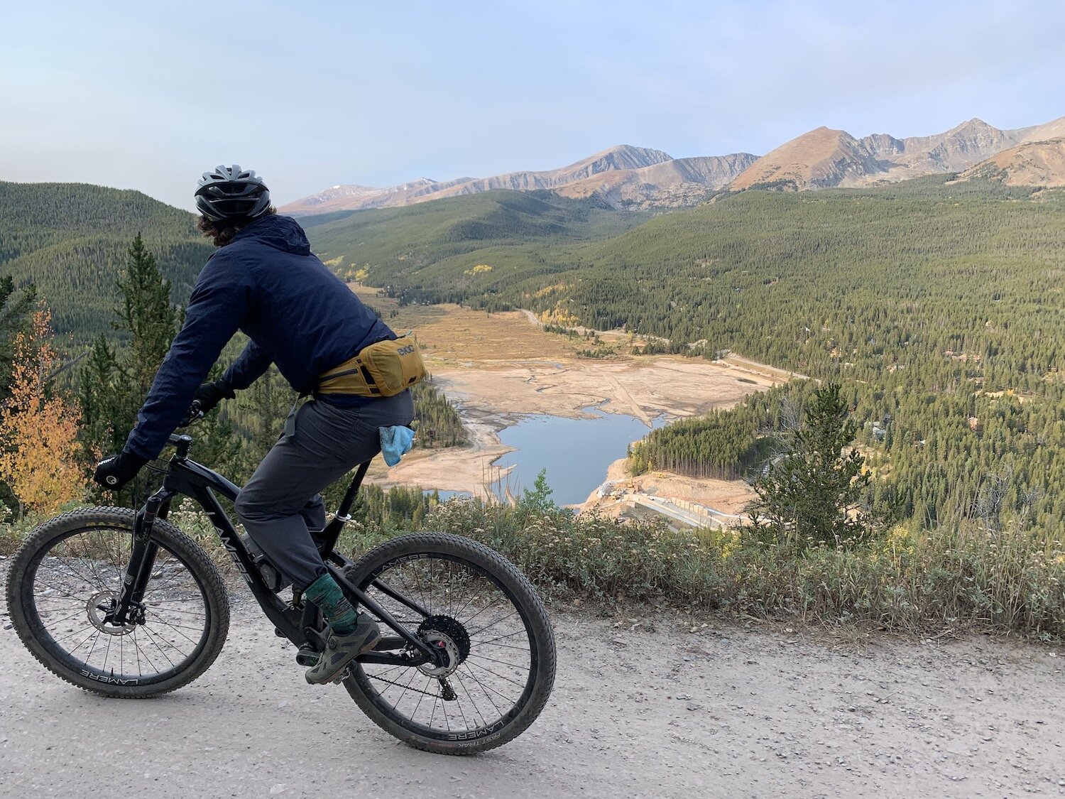 Me riding up boreas pass rd with blue river in the background
