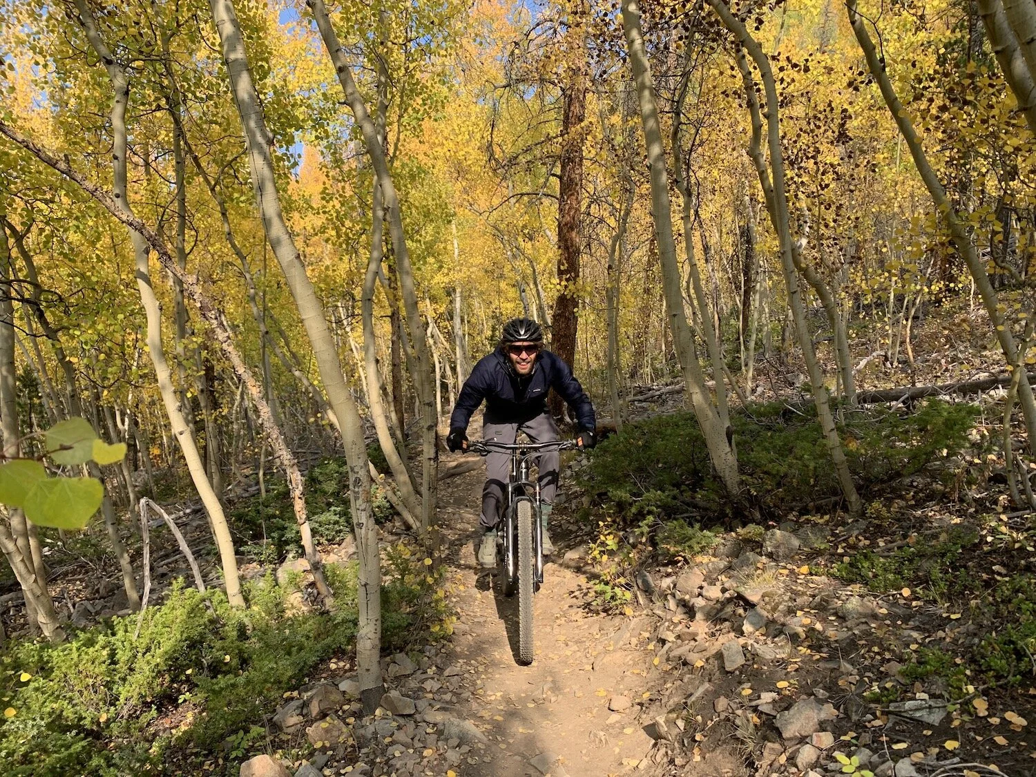 Me riding through the aspens on minnie mine trail