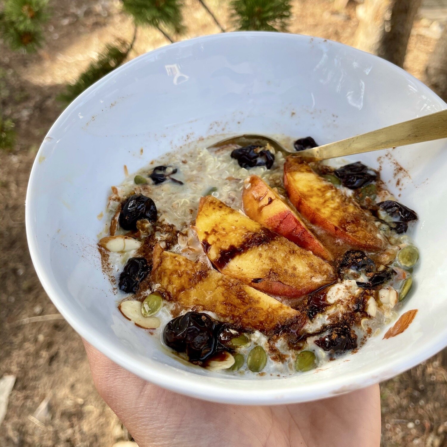 Peachy Molasses Quiona bowl from Run Fast. Cook Fast. Eat Slow.
