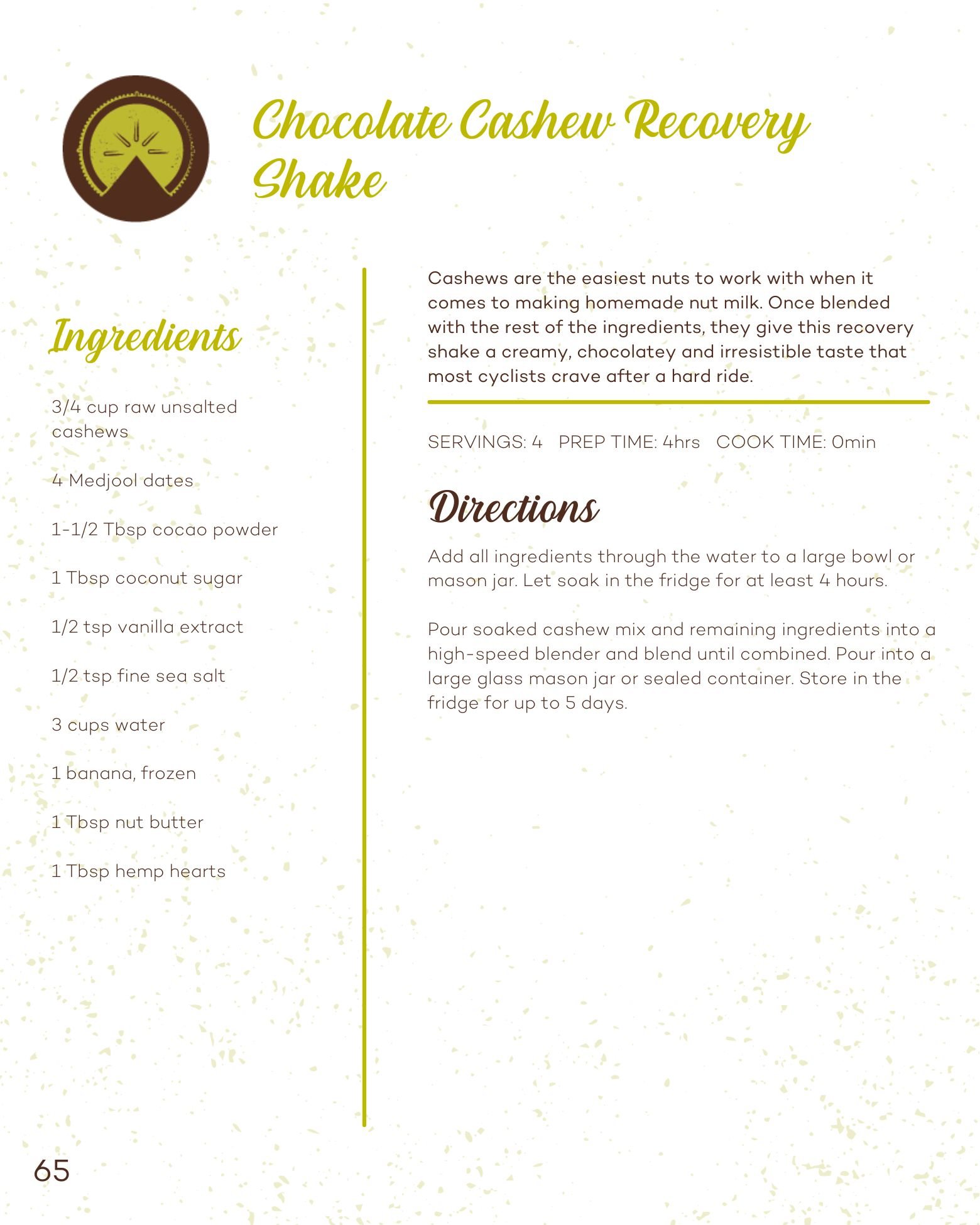 Chocolate Cashew Recovery Shake Recipe