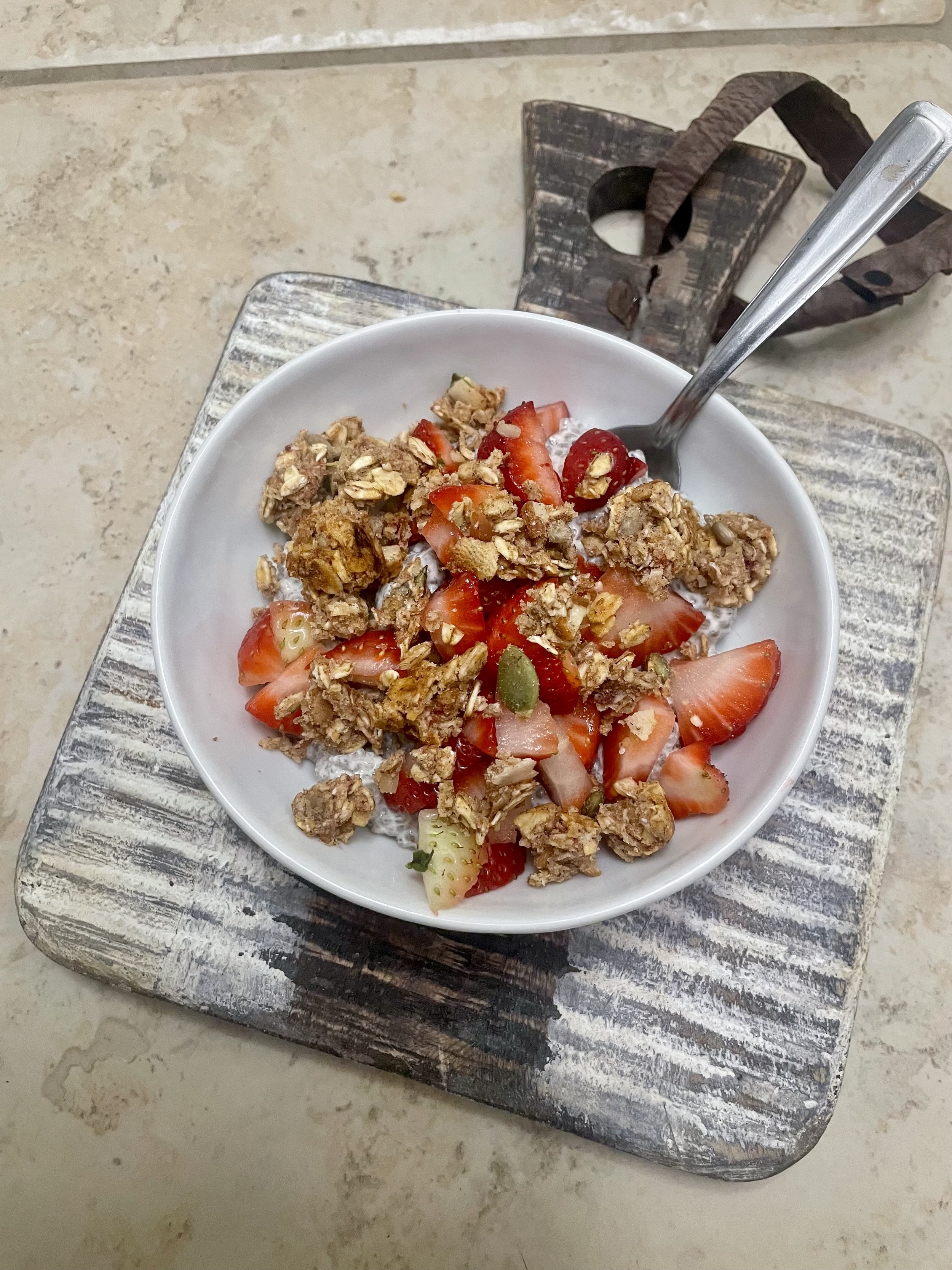 Nighttime snack with chopped fruit