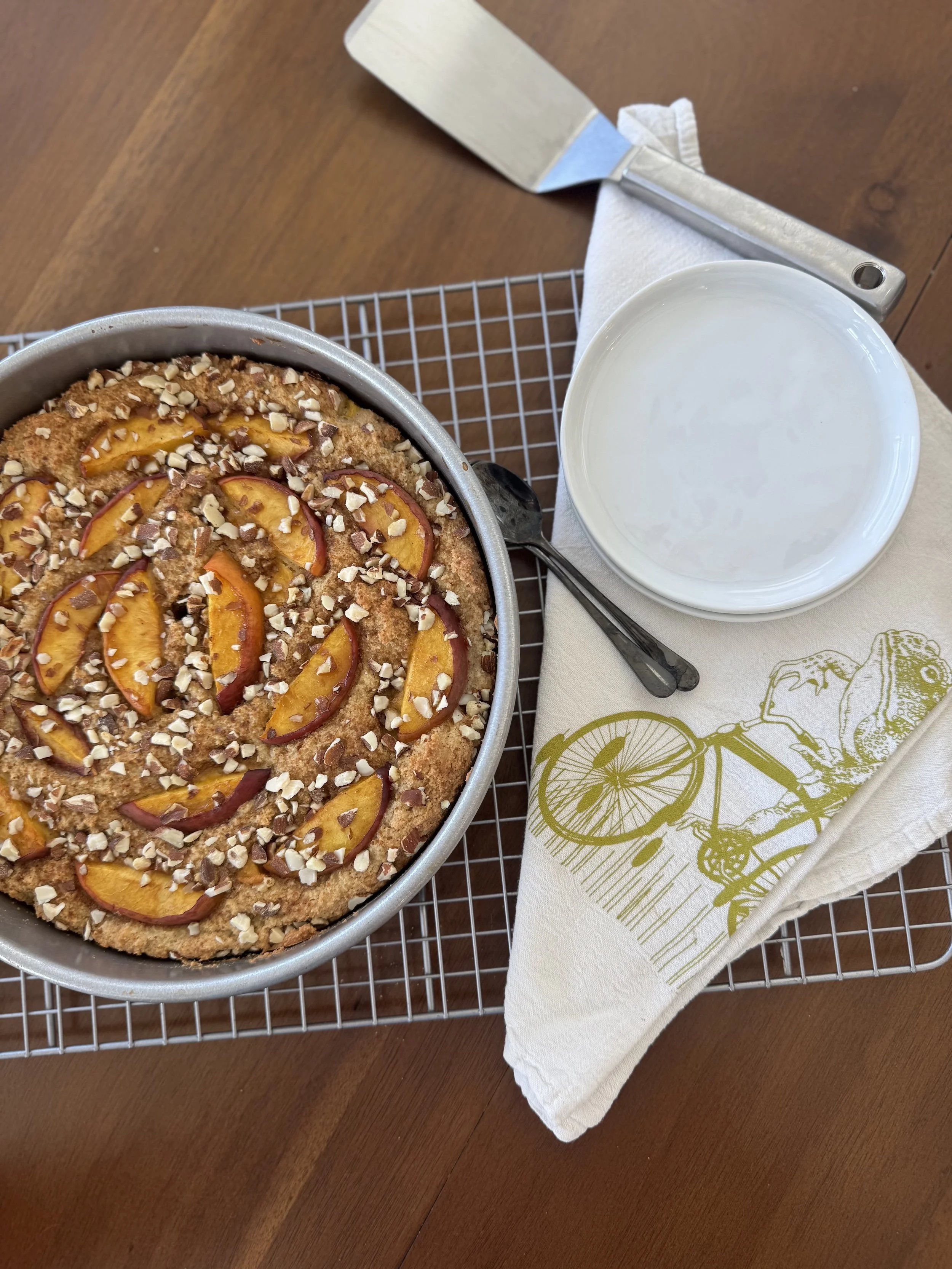 Almond Peach Cake with Ginger Whipped Cream