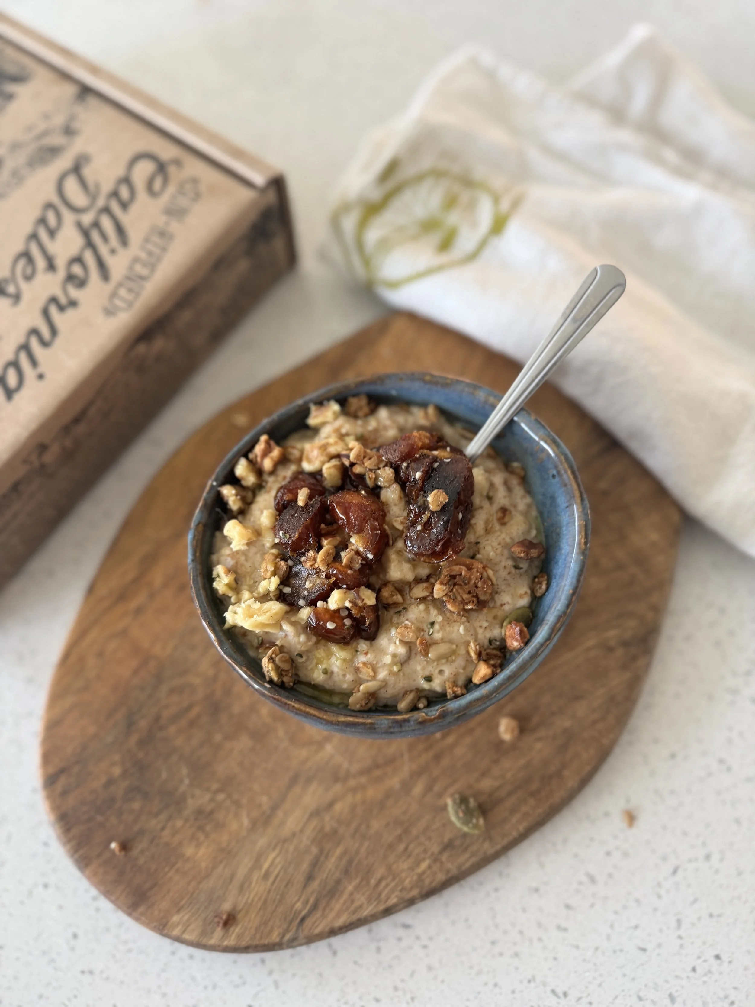 Sweet and Savory Oatmeal with Caramelized Dates