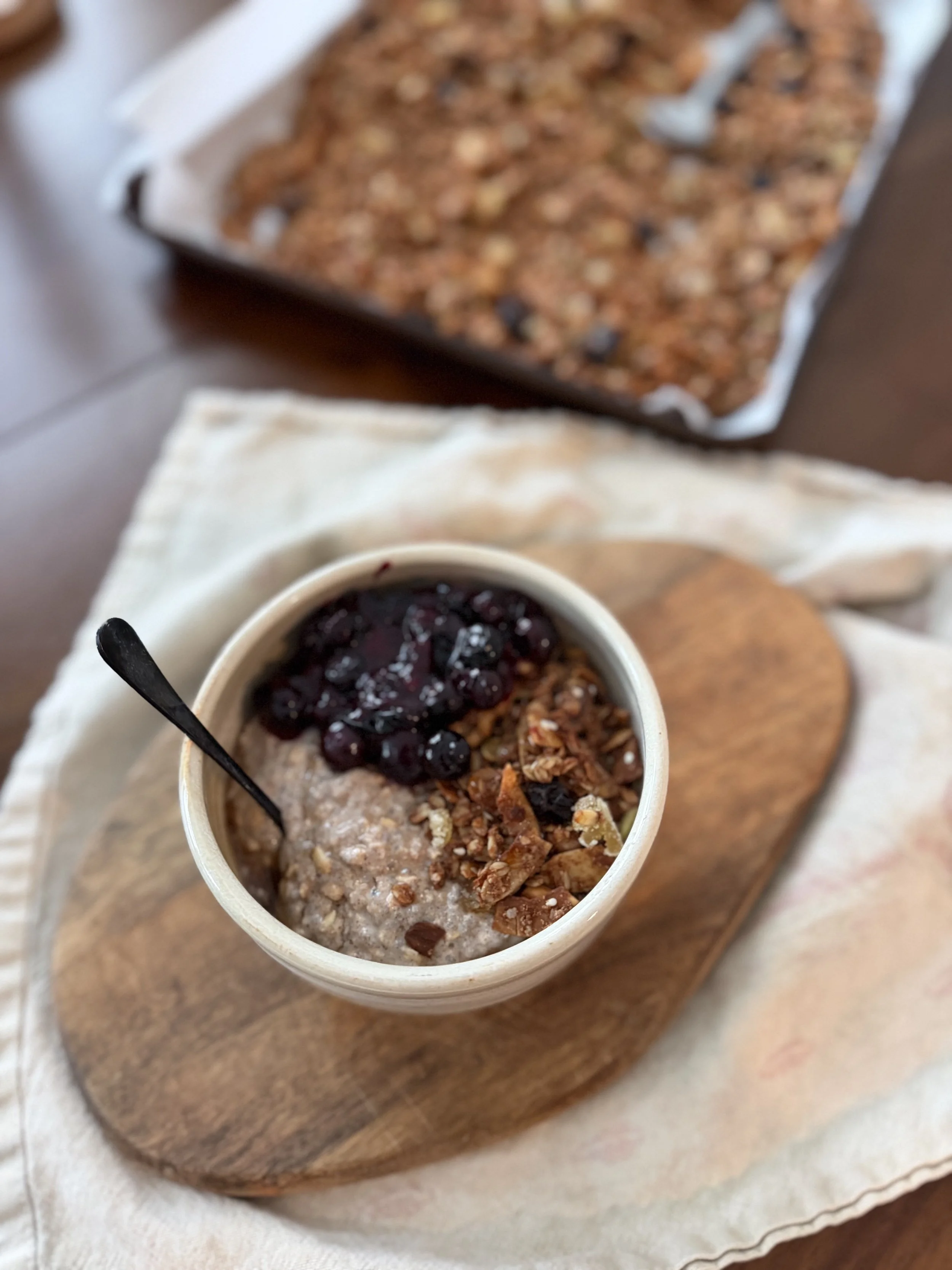Chai-Spiced Overnight Oats with Blueberry Compote
