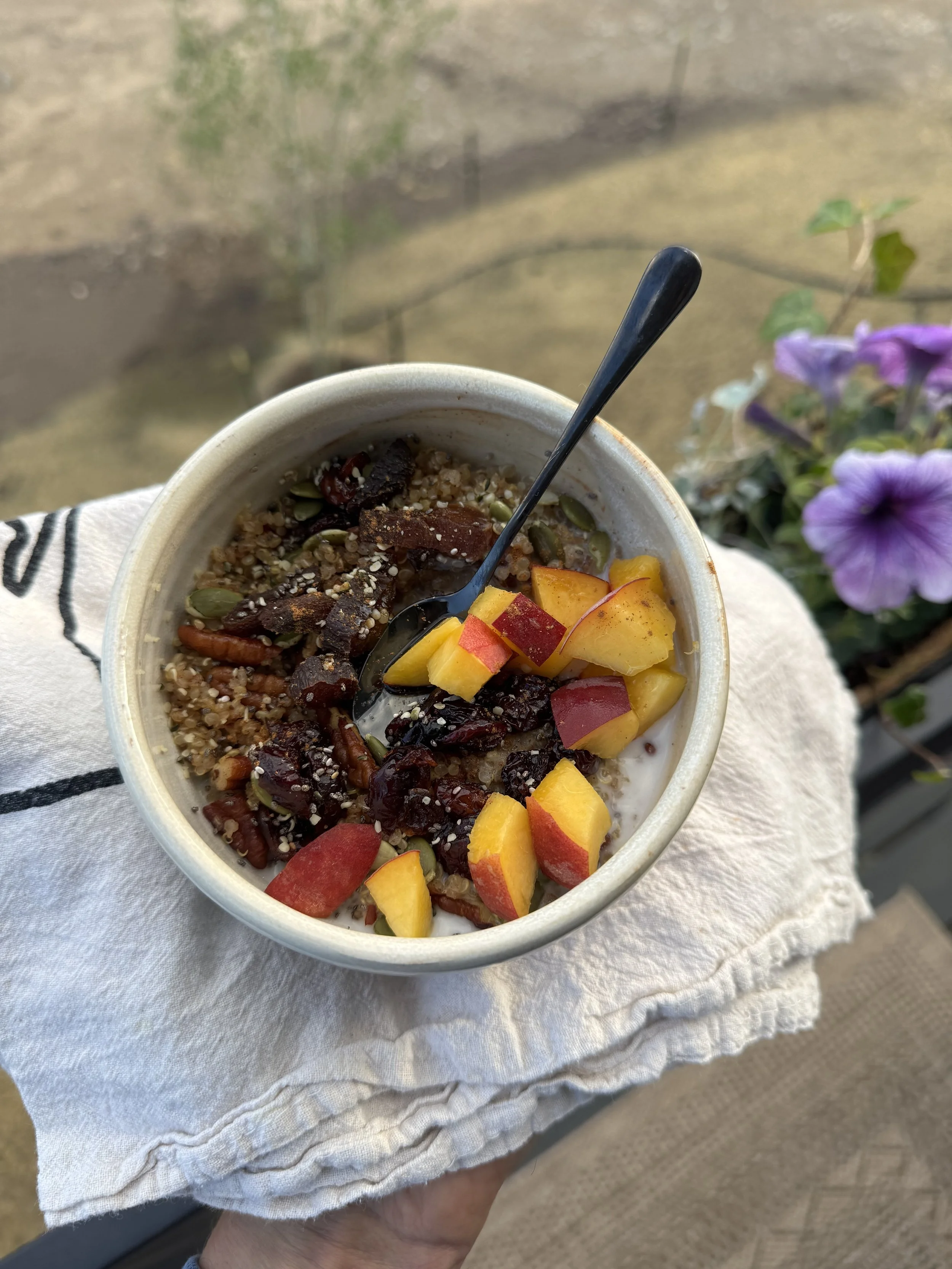 Leftover Quinoa Cereal with Fruit, Nuts, and Seeds