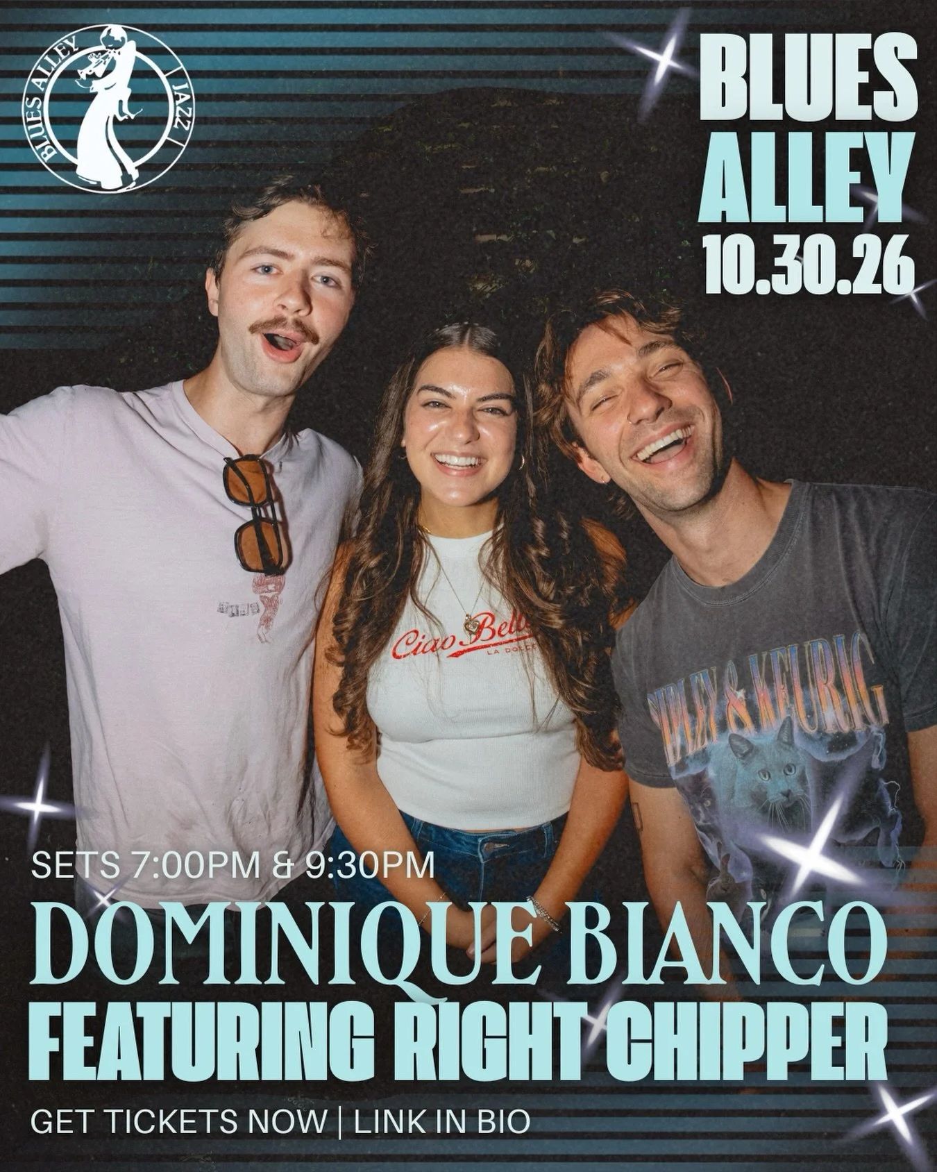 DOMINIQUE BIANCO X RIGHT CHIPPER LIVE AT BLUES ALLEY 

I&rsquo;m SO excited to announce that I&rsquo;ll be returning to the Blues Alley stage with this amazing trio! 🥹✨

If you&rsquo;ve been itching to see us perform in DC, now&rsquo;s your chance, 