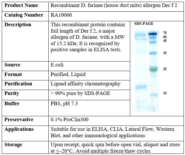 Recombinant D. farinae allergen