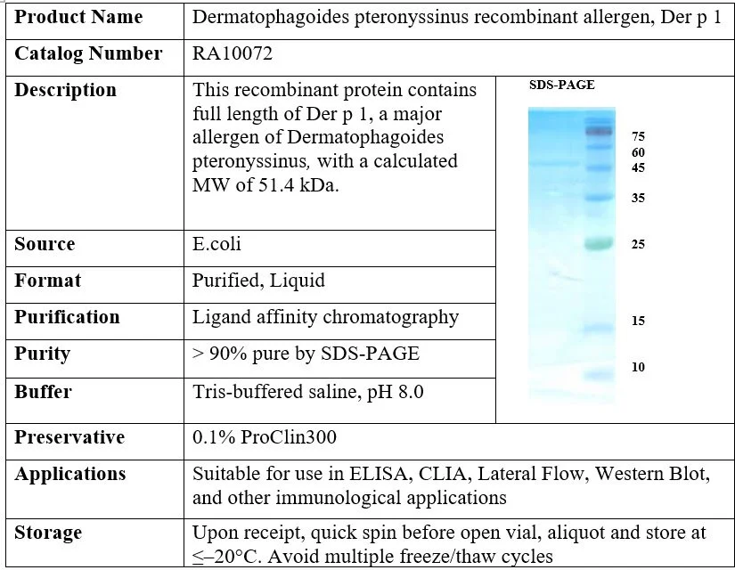 Recombinant D. pteronyssinus allergen