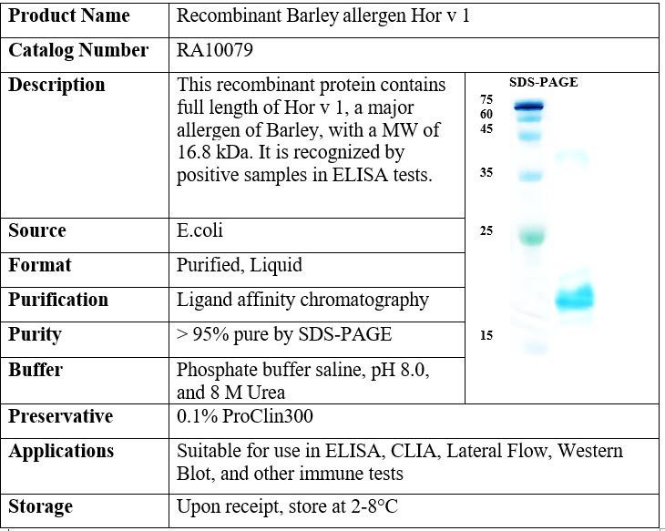 Barley Recombinant Allergen (Hor v 1)
