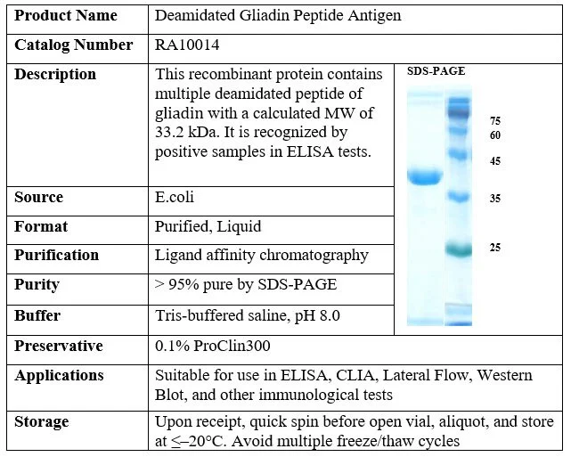 Recombinant Deamidated Gliadin Peptide Antigen