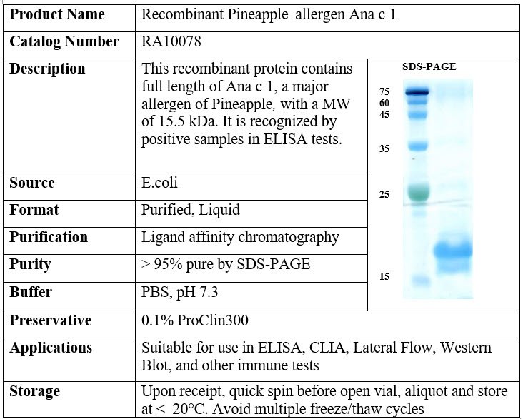 Pineapple Recombinant Allergen (Ana c 1)