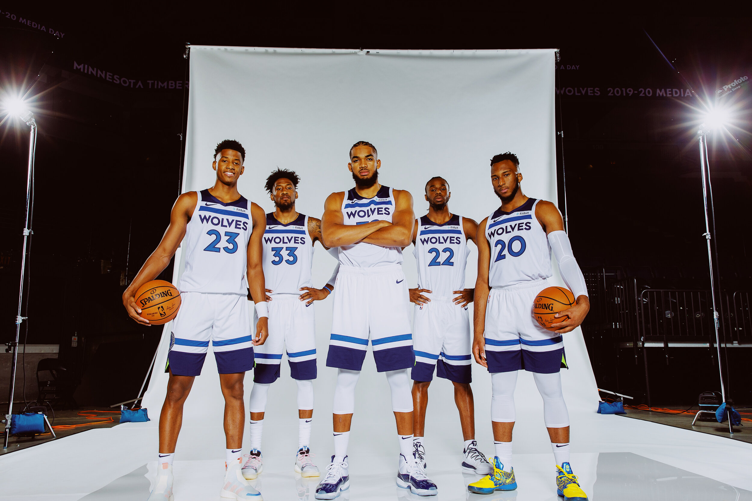  Jarrett Culver, Robert Covington, Karl-Anthony Towns, Andrew Wiggins and Josh Okogie   Minnesota Timberwolves Media Day, 2019 